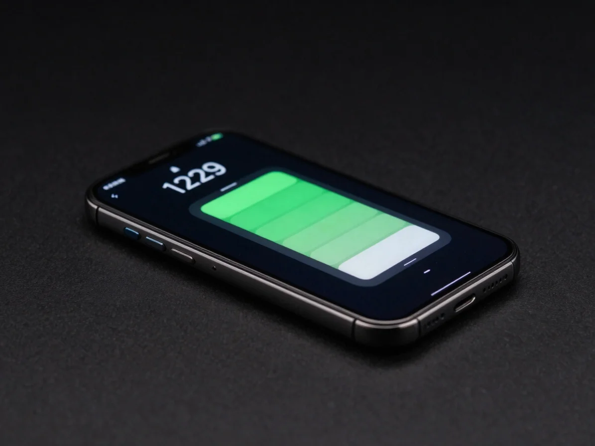 Close-up de um smartphone moderno com tela acesa exibindo um gráf